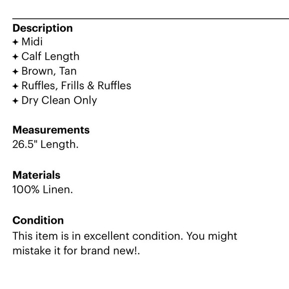 Ralph Lauren Black Label A-Line Skirt Ruffle Linen Beige Brown New - Picture 3 of 4